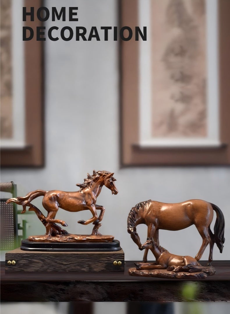 JUNYOUK Mother And Son Horse Statues, Light Luxury Home Decor, Small Horse Ornaments Are Very Suitable For Decorating Handicrafts In Living Rooms, Entrances, Tv Cabinets, And Other Occasions - Image 2
